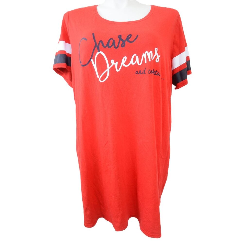SLEEP‎ by Cacique PLUS Size 18/20 Lounge Tunic Shirt Red White Blue Coverup